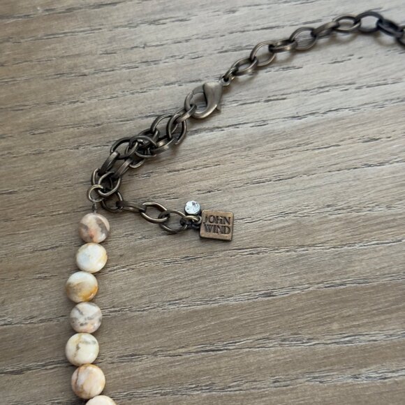 John Wind Beaded Necklace With Ombre Tassel Yellow Cream Stone Beads - Picture 5 of 16